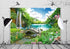 BELECO Picturesque Garden Background Fabric: 5x3ft Outdoor Tropical Landscape Mountain Trees Waterfall Scenery Backdrop
