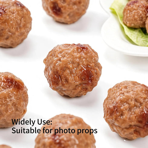 VOSCHOIX 16Pcs Realistic Artificial Meatballs, Simulated Beef Balls Beef Meatball Restaurant Prop PVC Realistic Food