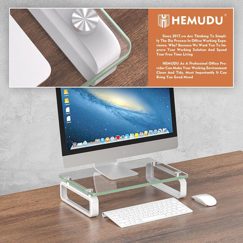 HD02T-001 Hemudu Clear Computer Monitor Stand Riser Multi Media Desktop Stand for Flat Screen LCD LED TV