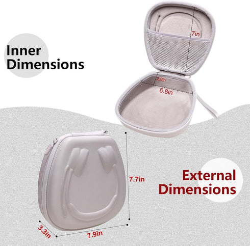 LTGEM Hard Headphone Case for Logitech H390, JLab Go Work, JIAMQISHI, EAGLEND, FEABASK Headset (Inside:6.8"x7"x2.9") - White+Grey