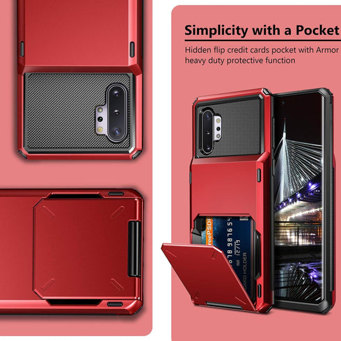 Vofolen Case for Galaxy Note 10+ 10 Plus, Wallet 4-Slot Pocket ID Card Holder, Scratch Resistant Dual Layer Protective