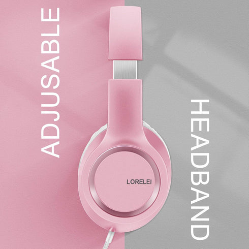 LORELEI X8 Over-Ear Wired Headphones with Microphone, 1.45m Tangle-Free Nylon Line, Lightweight Foldable for