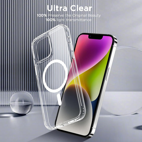 CACOE Magnetic Case for iPhone 13 & 14 6.1 inch, Compatible with MagSafe, Anti-Scratch, Clear