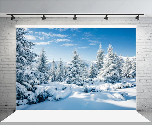 Leyiyi 5x3ft Photography Background, Snow Covered Mountain Backdrop for Christmas, Vinyl Studio Video Prop