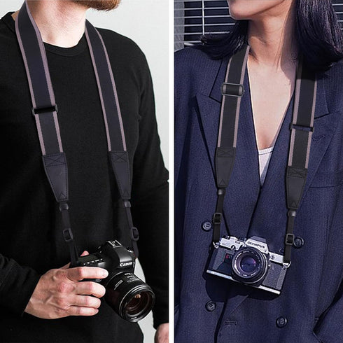 Padwa Lifestyle Adjustable Camera Strap - 1.5" Full Grain Leather Ends for Photographers, Quick Release for Cameras