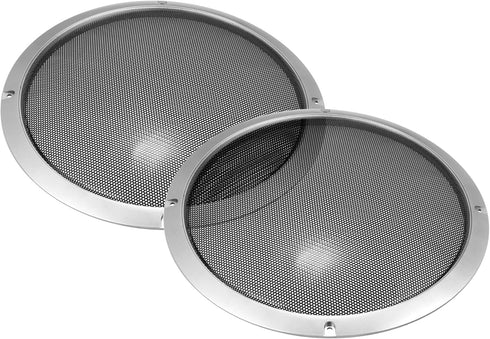 X AUTOHAUX 2pcs 10" Speaker Grille Cover, Round Subwoofer Grille Horn Protective Guard, Silver Tone Car Accessories