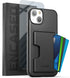 iPhone 14 ENCASED Protective Wallet Case - Black with Card Holder & Screen Protector (Holds 4 Credit Cards/IDs)