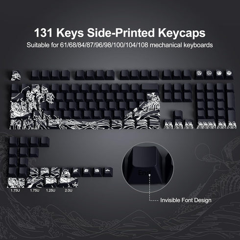 XVX Shine Through Keycaps, PBT Dye Sub Keycap Set, 131 Keys Cherry Profile Custom Keycaps for Mechanical Keyboards