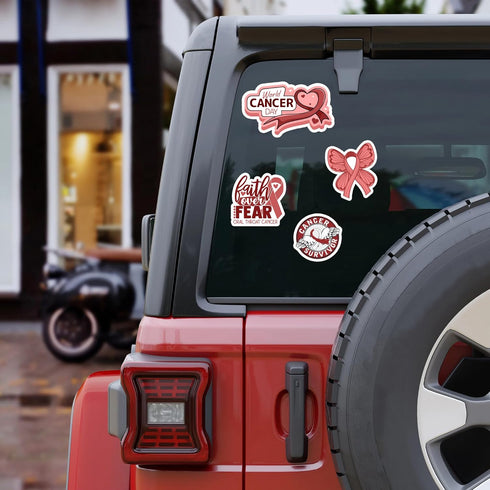 Pack 50 PCS Oral Throat Cancer Awareness Stickers, Decorative Ribbon Vinyl Decals for Survivor Fight Inspirational Label