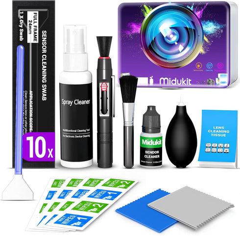 Midukit Updated Camera Lens and Sensor Cleaning Kit for Full Frame DSLR -