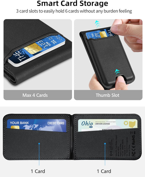 Magsafe Wallet for iPhone 16/15/14/13/12 Series, Strongest Magnetic Wallet with Adjustable Stand, 6 Cards Holder, Vegan