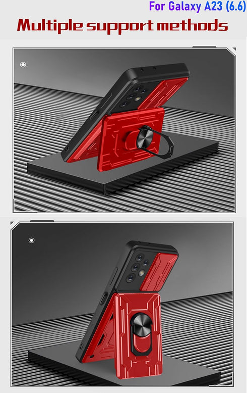 LMDAMZ Wallet Case for Samsung Galaxy A23, Heavy Duty Double Layer Hybrid Protection, Black