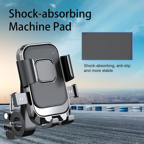 Bike Phone Holder, One Hand Operation and 360° Rotatable Phone Holder for Motorcycle and ATV Scooter, Compatible with