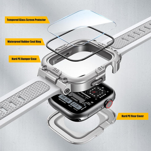 Dsytom Waterproof Case with Band - Compatible for Apple Watch Band 45mm 44mm 41mm 40mm, Rugged Shockproof Smartwatch