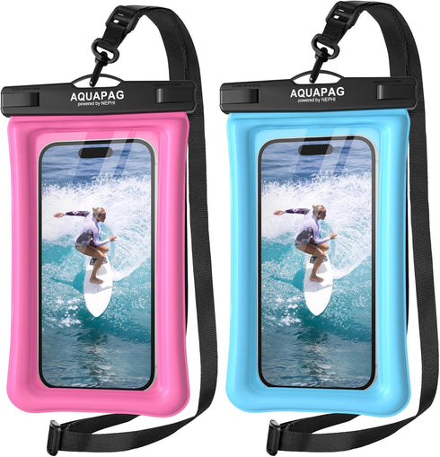 NEPHI IP68 Waterproof Phone Pouch 2 Pack, Adjustable Neck Lanyard for iPhone, Floating Waterproof Case for Travel