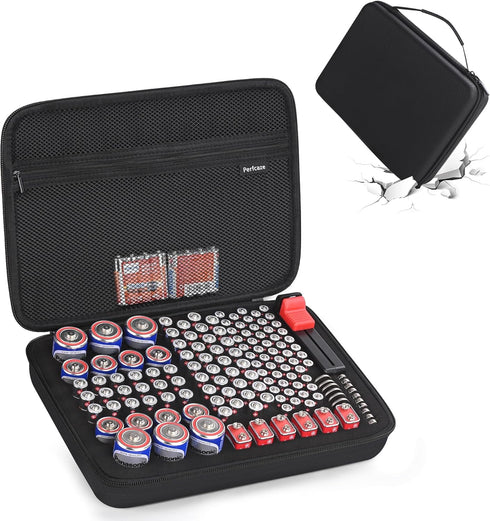 Battery Organizer Storage Case for AA AAA C D 9V, for 7