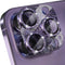 Bling Camera Lens Protector for iPhone 14 Pro/Pro Max - 9H Tempered Glass with Metal Ring, Glitter-Purple.