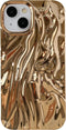 Caseative iPhone 13 Case - Pleated Water Ripple Chrome Plating, Electroplated Wave Pattern, Soft, Gold.