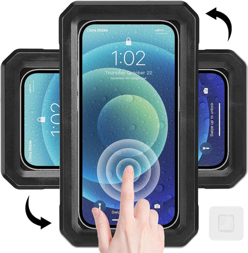 Waterproof Shower Phone Holder, Wall Mounted 360° Rotation, Anti-Fog HD Touch Screen Case for 4" to 7" Cell Phones in