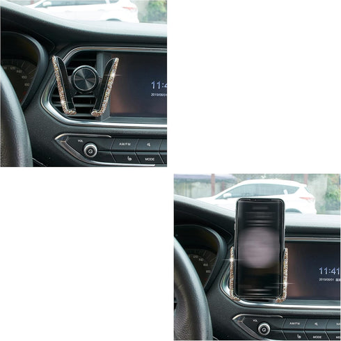Gold AB Color Plated Bling Crystal Car Phone Mount, Universal Air Vent Holder