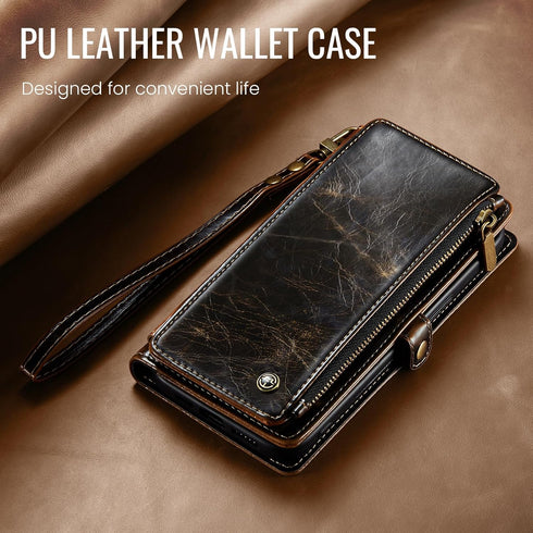 Defencase iPhone 11 Wallet Case, RFID Blocking Card Holder for Women and Men, PU Leather Magnetic Snap Flip Case, Coffee