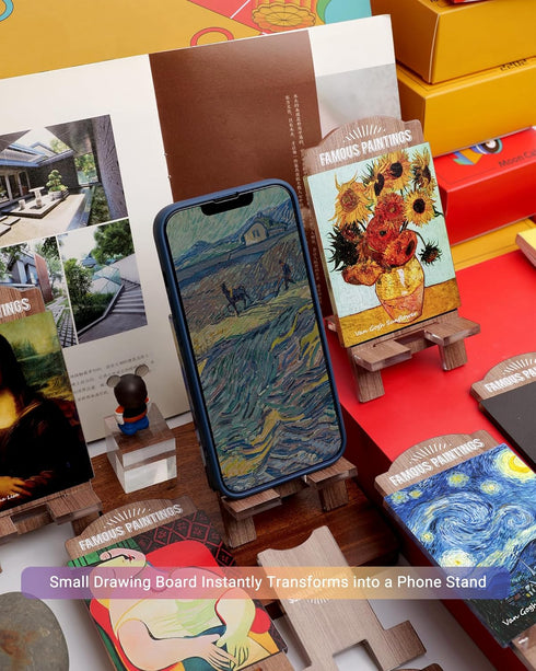 MorisWos Set Creative Masterpiece Painting Board Phone Stand for Stylish Desktop Display Complete of Acrylic