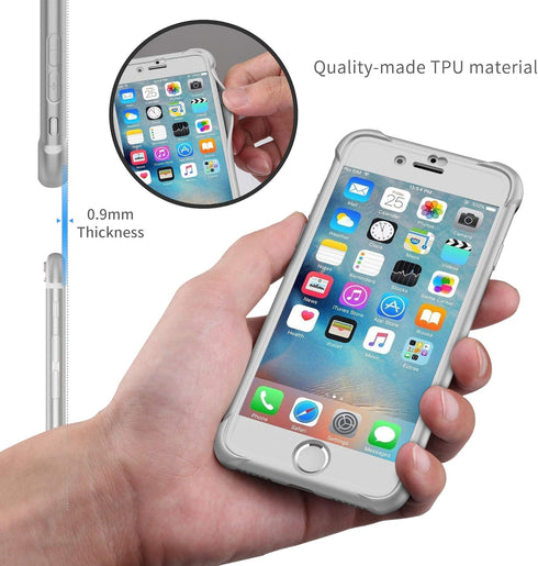 ORETECH Designed for iPhone SE 2022 Case with 2 x Tempered Glass Screen Protector, 360° Full Body Protection (Silver)