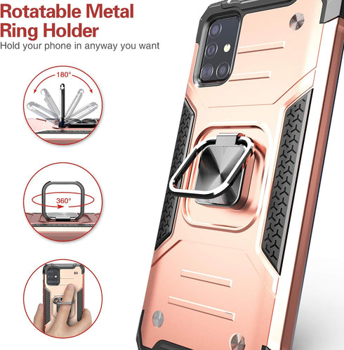 Galaxy A71 5G Case with Screen Protector, Shockproof Slim Fit Case with Car Mount Kickstand, Lightweight Protective