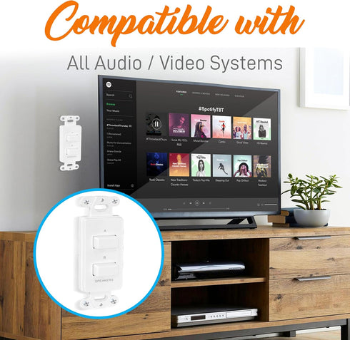 Pyle Wall Speaker Selector Switch - Home Audio 2-Channel A/B Speakers Controller Pod Box