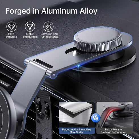 SYNCWIRE MagSafe Car Mount for Universal Dashboard & Tesla Screen, Kevlar Silver Magnetic Phone Holder for iPhone 16
