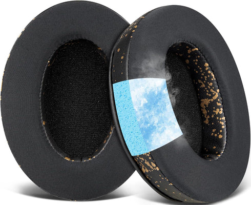 SOULWIT Cooling Gel Earpads for Audio-Technica ATH M50X/M40X, HyperX Cloud/Alpha, Black Gold