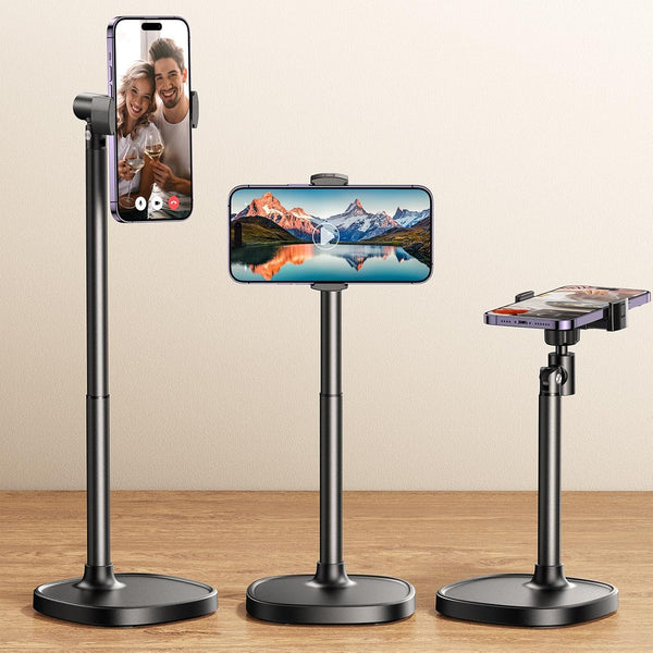 DIMONCOAT Cell Phone Stand for Desk, Angle Height Adjustable Phone Holder, Aluminum Alloy Universal Stand for iPhone 15
