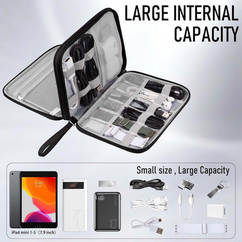 Arae Electronic Organizer, Travel Cable Storage Pouch, Double Layers Waterproof Case for Cables, Chargers, Earphones