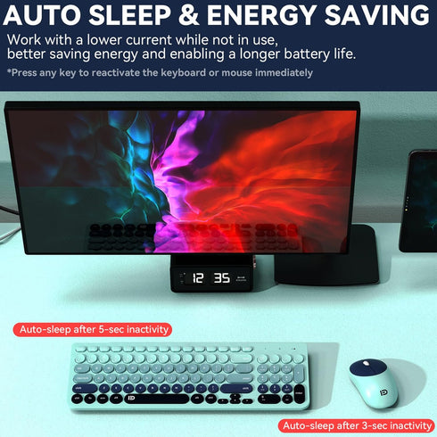 FD Wireless Keyboards and Mouse Combo, 2.4GHz USB Cordless, Cute Round Keys, Slim Quiet Set for Laptop, Computer, TV,