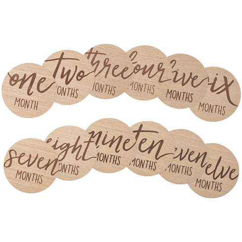 Kate & Milo Baby Monthly Milestone Marker Discs - Wooden Discs with Reversible Photo Props, Gender-Neutral Gift