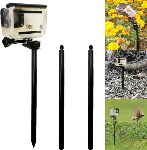 Pmsanzay Cameras Ground Spike Stick Mount, Adjustable Length and Tilt for GoPro, Trail Cameras, Ideal for Outdoor