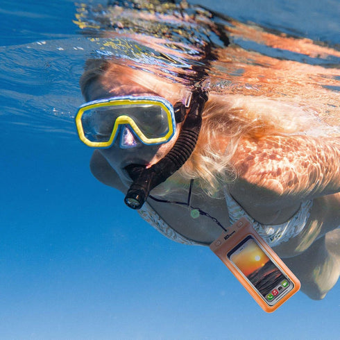 Waterproof Phone Case with Lanyard, Excellent Protection Floats in Water (Orange)