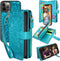 Harryshell Compatible with iPhone 12 Pro Max Case - Wallet Detachable Magnetic Zipper Leather Holder (Floral Blue Green)