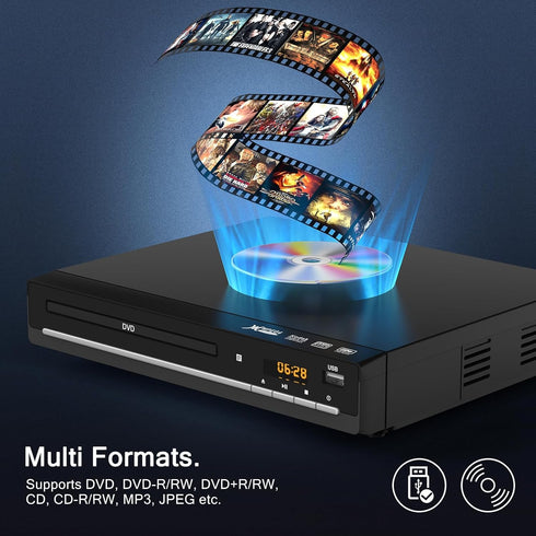 WSJSYH 1080P DVD Players for TV with HDMI,Plays All Regions and Formats,CD Player for Home,Support