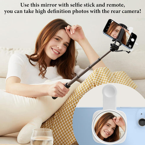 Esdallina Phone Rear Camera Selfie Mirror - See How You Look in the Back Camera - for High Definition Photos (White)