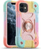 MARKILL Cute Military Grade Drop Protection Case for iPhone 11, 6.1 Inch, with 360° Rotate Ring Stand, Rainbow Pink