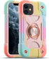 MARKILL Cute Military Grade Drop Protection Case for iPhone 11, 6.1 Inch, with 360° Rotate Ring Stand, Rainbow Pink