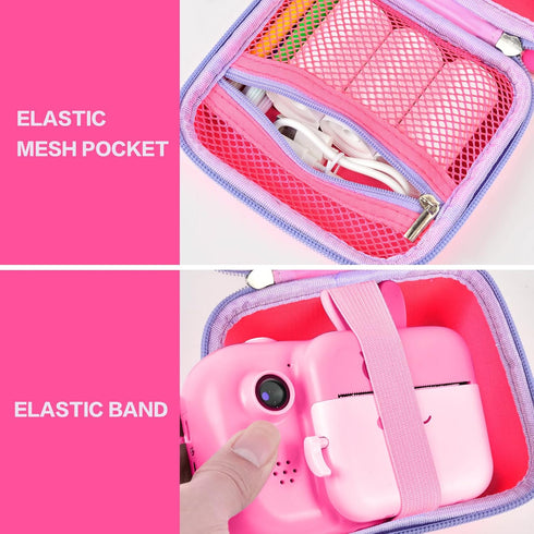 PAIYULE Kid Camera Case Compatible with Instant Camera, Storage Holder Bag for Kids Digital Video Cameras (Bright Pink)