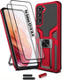 LMDAMZ Galaxy S21 FE 5G Case, Anti-fall Heavy Duty Military Grade Shockproof Kickstand, 6.4 Inch-Red