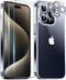 Red2Fire Clear Case for iPhone 15 Pro Max - Shockproof Slim Case, Non Yellowing, with 2Pcs Tempered Glass Camera &