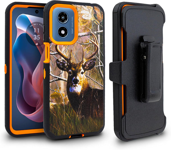 Shockproof Case for Motorola Moto G-Play 2024 - Belt Clip Holster, Built-in Screen Protector, Heavy Duty Cover