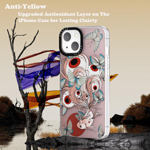 iPhone 15/14 Pink Butterfly Case - Cute Aesthetic TPU Bumper, Shockproof Phone Cover for Women & Girls, 6.1 Inch