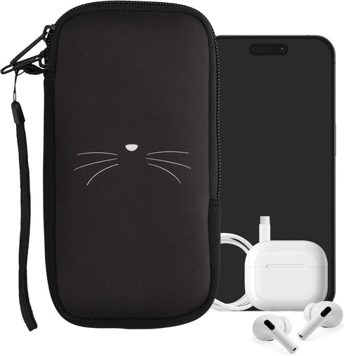 kwmobile Neoprene Sleeve for XXL Smartphone - 7" Shock Absorbing Pouch Case - Protective Phone Bag (Meow Meow