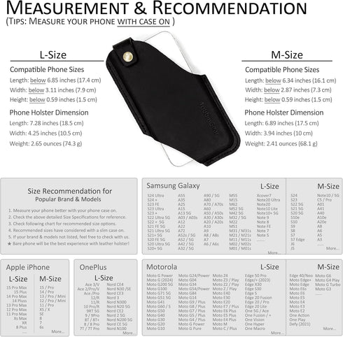 TobbinGear Left Handed Leather Cell Phone Holster with Belt Clip, Universal Leather Phone Case on Belt