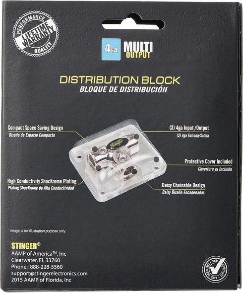 Stinger SPD511 PRO Series T-Block Power/Ground Distribution with Three 4 Gauge Inputs